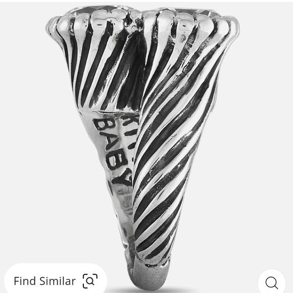 Silver And White Cubic Zirconia Twisted Pattern Ring - Picture 2 of 11